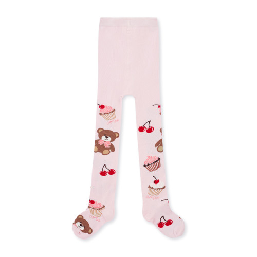 ADEE Girls Pink Bear Printed Tights - MACIE (W252912)