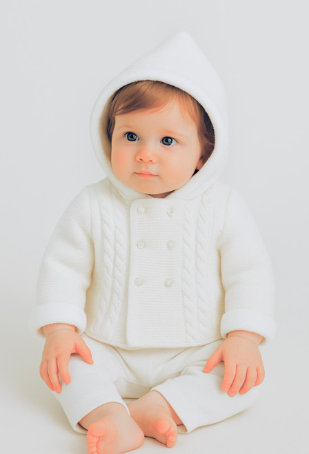 Sardon 025VE-311 Knitted Hooded Jacket - White