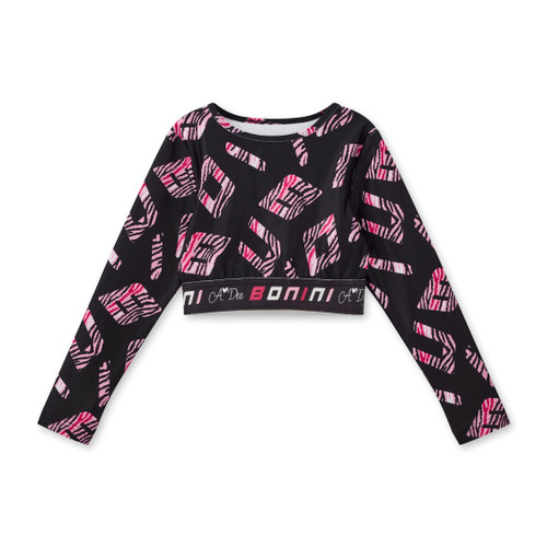 ADee Bonini BNA306 Girls Black Printed Long Sleeved Sports Top - POWER