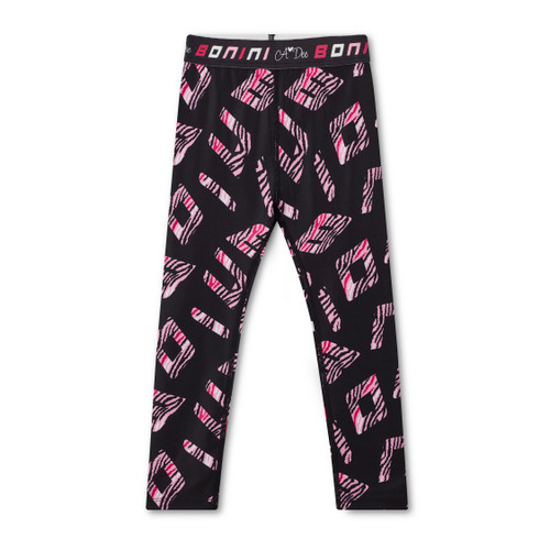 ADee Bonini BNA308 Girls Black Printed Tape Waistband Leggings - INSPIRE