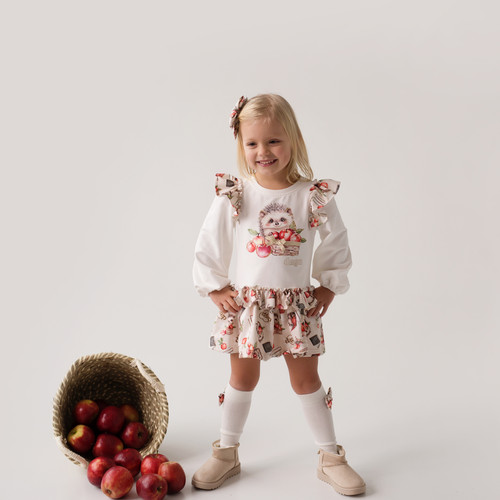 Daga Girls Basket of smiles Long Sleave Frill Dress M 10256