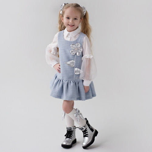 Daga Girls  Blue Mirage Pinny Set Set 1/25/26 (M 10216+M 10220A) - Comes with Plain Top (not shirt)