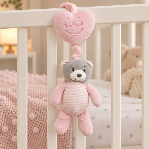 Nursery Time Bear Musical Pull Toy - Pink Heart - 1235