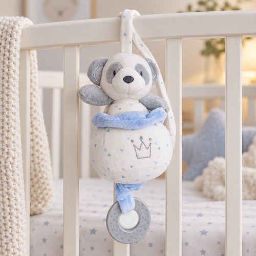 Nursery Time Baby Panda Musical Pull Toy with Teether - Blue - 1115