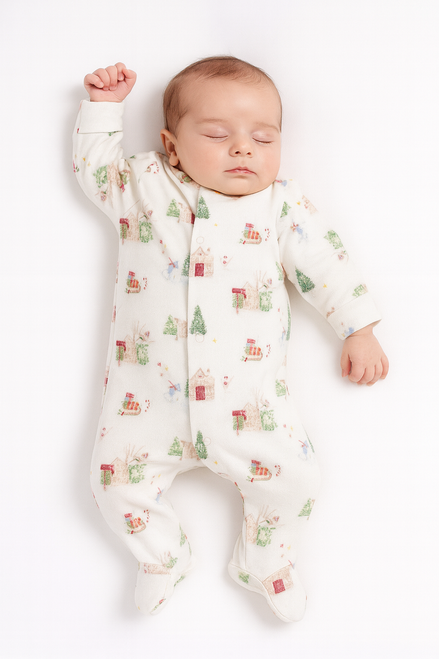 Caramelo Baby Boys Ivory Festive Print Sleepsuit 0341249