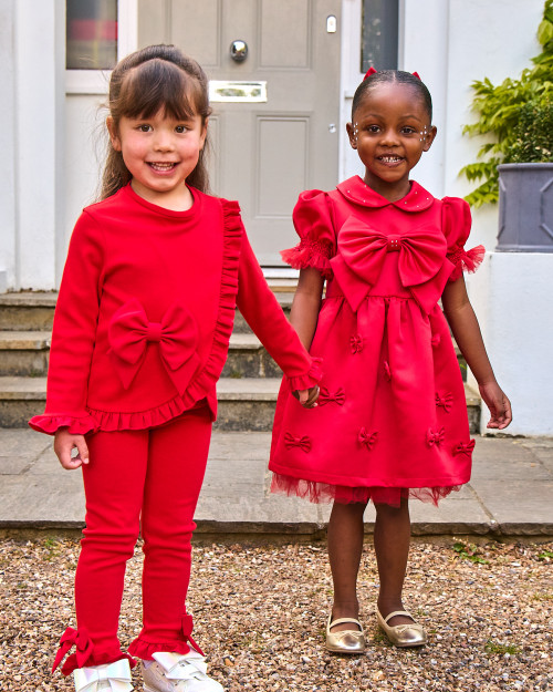 Caramelo Girls Red Bow & Ruffle Legging Set 0398238