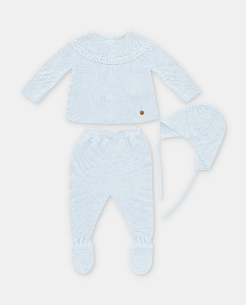 Martin Aranda 004-11282 Knitted Trouser Set with Hat - Blue