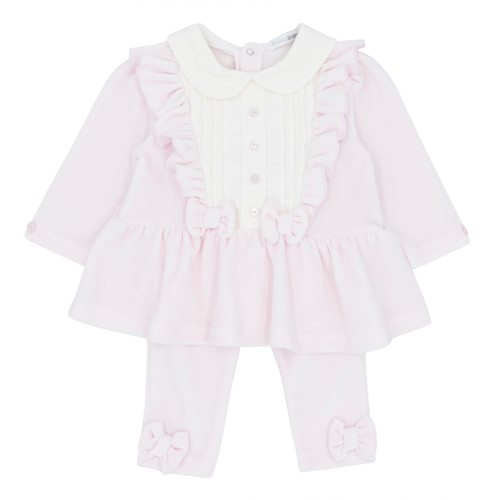 Blues Baby BB2206 Girls Pink Tunic & Legging Set with Button Detail