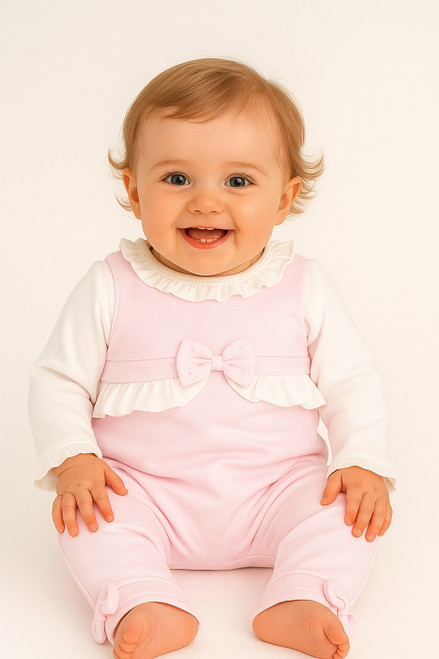 Blues Baby BB2197 Girls Dungaree Set with Frill & Bow Detail