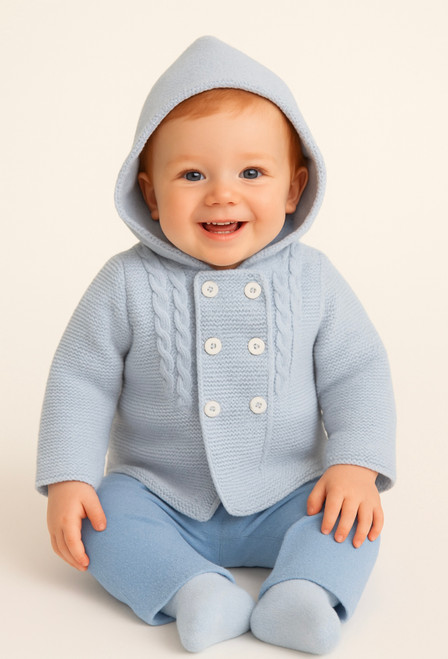 Sardon 025AM-869 Knitted Hooded Jacket - Blue