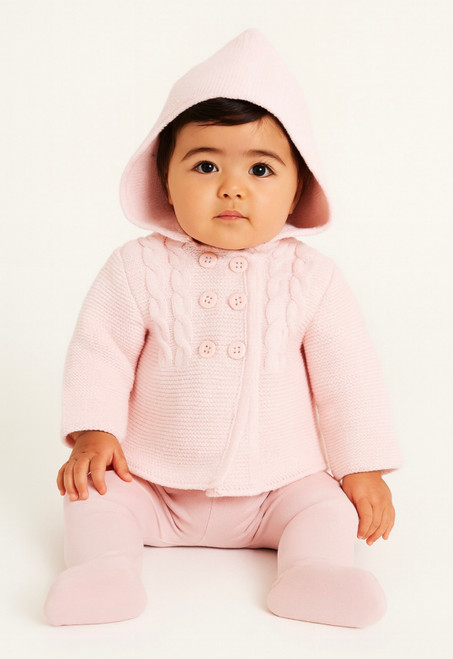 Sardon 025AM-869 Knitted Hooded Jacket - Pink