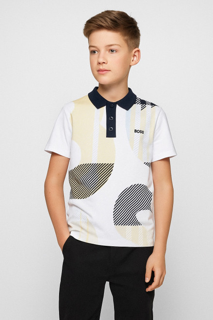 BOSS BOYS WHITE SHORT SLEEVE POLO J52340