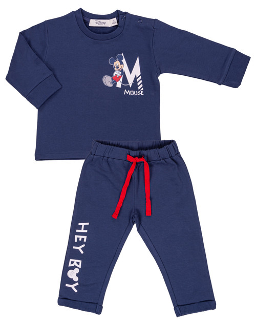 EMC Baby Boys 2 Piece Set with Navy Mickey Mouse Printed Top & Matching Navy Trousers WP0072