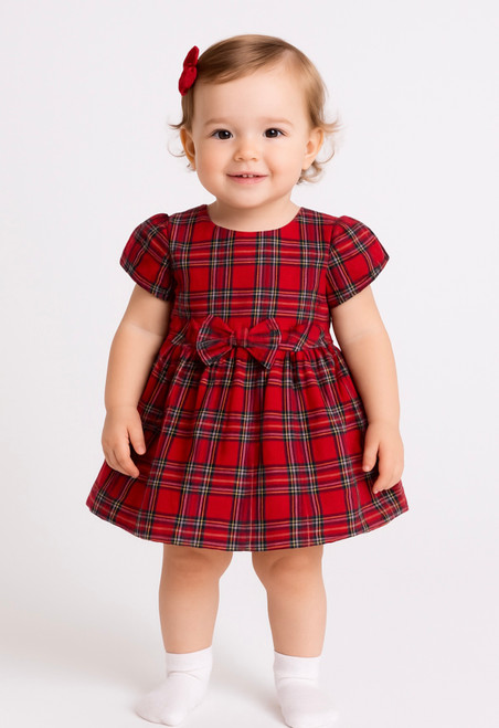 EMC Baby Girls Red Short Sleeved Tartan Dress AA4861