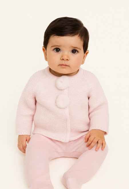 Sardon 025MA-250 knitted Cardigan with Pom Poms - Pink