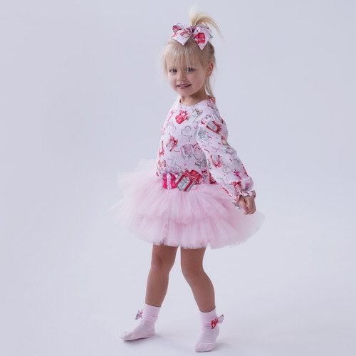 Daga Girls Magical Surprises Pink Long-Sleeve Tulle Party Dress M10331