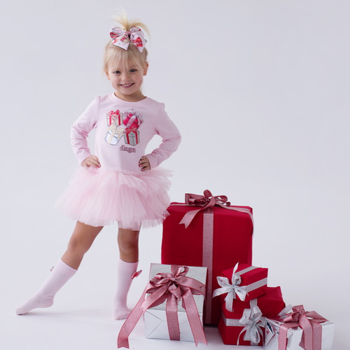 Daga Girls Magical Surprises Pink Long-Sleeve Tulle Party Dress  M10333