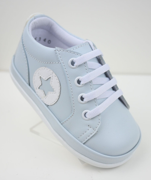 PEX Boys Aiden Star Blue Lace-Up Trainers with Star Side Detail