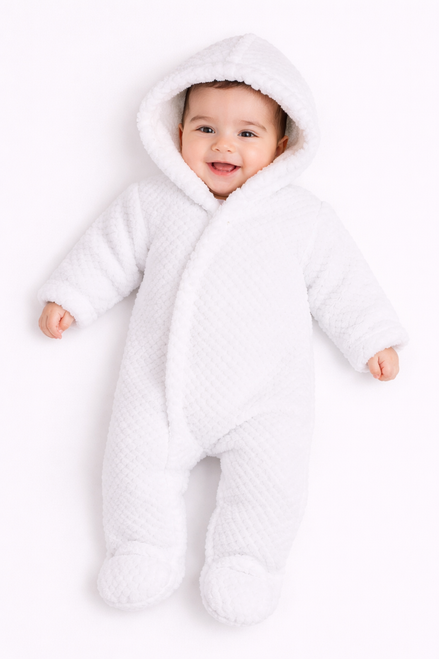 Soft Touch AL110-W White all-in-one Waffle Pram Suit  One Size