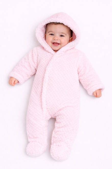 Soft Touch AL110-P Pink all-in-one Waffle Pram Suit - One Size