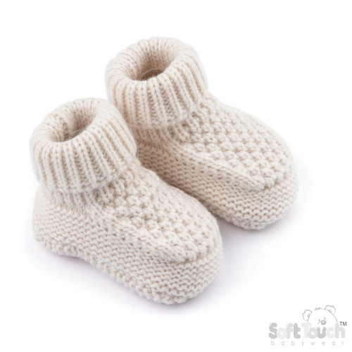 ABO712-BB SOFT TOUCH 'ELEGANCE' RIBBED BOOTEES - BEIGE