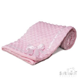 SOFT TOUCH FBP242 BUBBLE WRAP with SHERPA BACK, SATIN TRIM & BOW - PINK