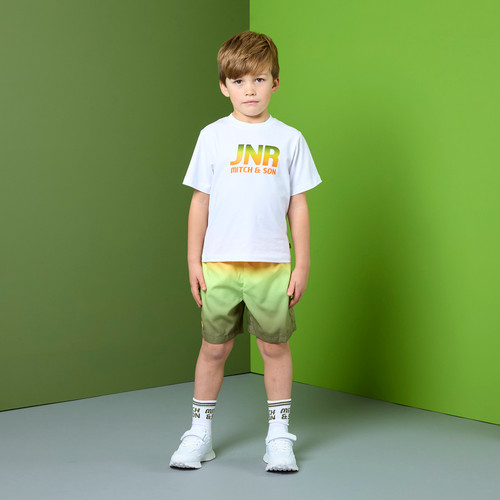 Mitch & Son Boys White T-Shirt with Gradient Logo Print - Reid (MS26311)