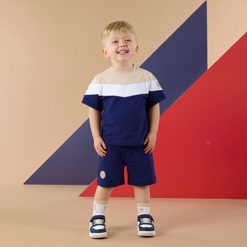 Mitch & Son Navy Soft Feel Cut & Sew Short Set - Paco (MS26209)