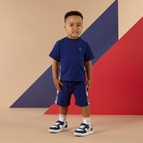 Mitch & Son Navy Soft Feel Short Set with Chevron Print Side Panel - Phoenix (MS26208)