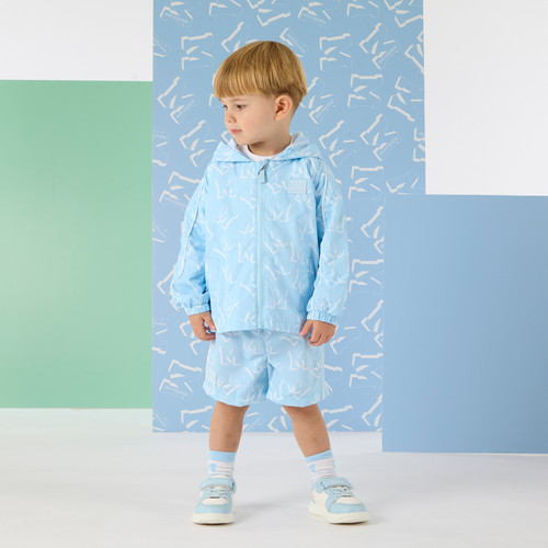 Mitch & Son Boys Blue All-Over-Print Hooded Jacket - Oscar (MS26101)