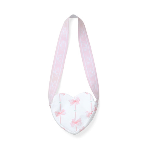 ADEE Girls White Heart Shaped Handbag with Pink Bows & Stripes Print - Rosia (S261911)