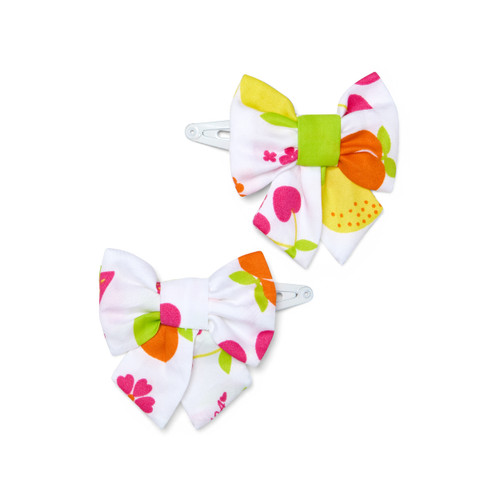 Little A Girls White Fruit Print Hairclips - Paxton (LA26213)