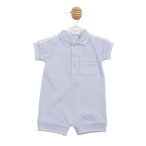 Mintini Baby Boys Blue/White Stripe Romper MB6983