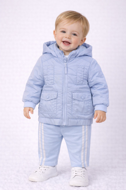 Mintini Boys Blue Lightly Padded Coat with Pocket Detail MB6859