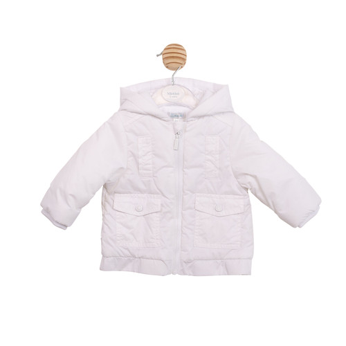 Mintini Boys White Lightly Padded Coat with Pocket Detail MB6860