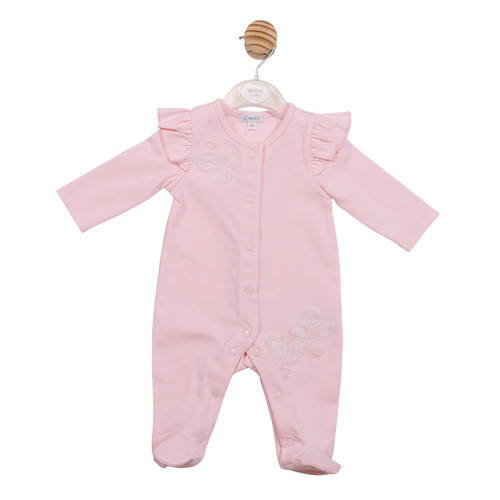 Mintini Baby Girls Pink Tulle Flower All in One Sleepsuit MB7204