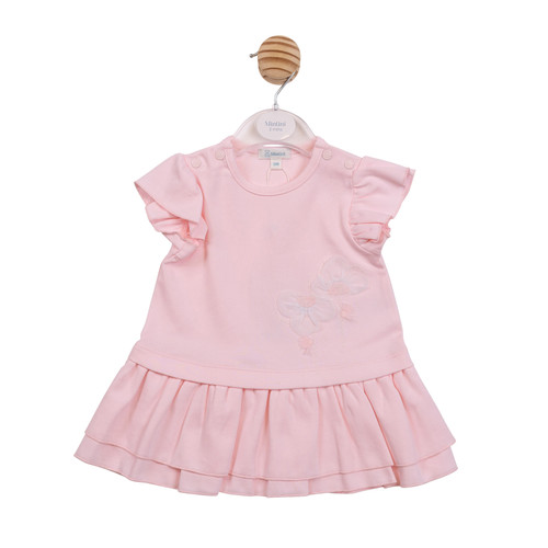 Mintini Baby GIrls Pink Tulle Flower Dress MB7207