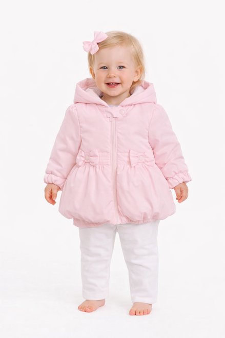 Mintini Baby Girls Pink Lightweight Hooded Coat with Bows MB6877