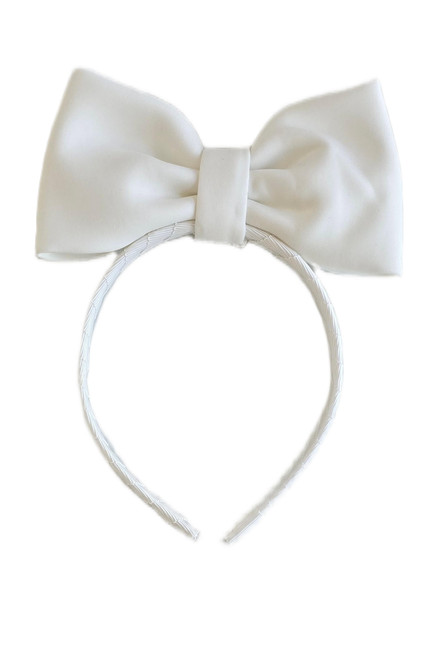 Daga Girls White Large Bow Headband M10577