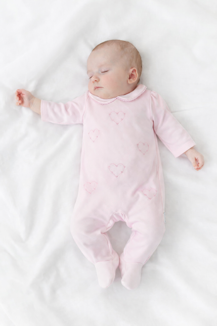 Blues Baby BB2284 Girls Pink All in One with Heart Embroidery