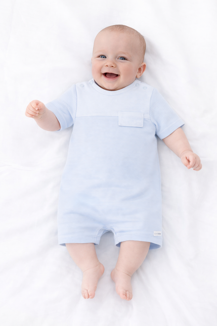Blues Baby BB3064 Boys Blue Ribbed Shortie with Bib Panel
