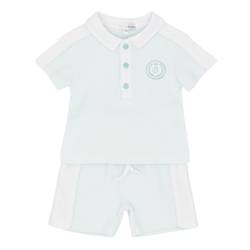 Blues Baby BB3036 Boys Mint/White Collared Short Set