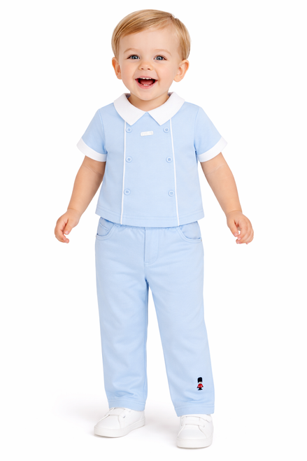 Amore AM0069 Boys Blue Toy Soldier Collared T-shirt & Trouser Set