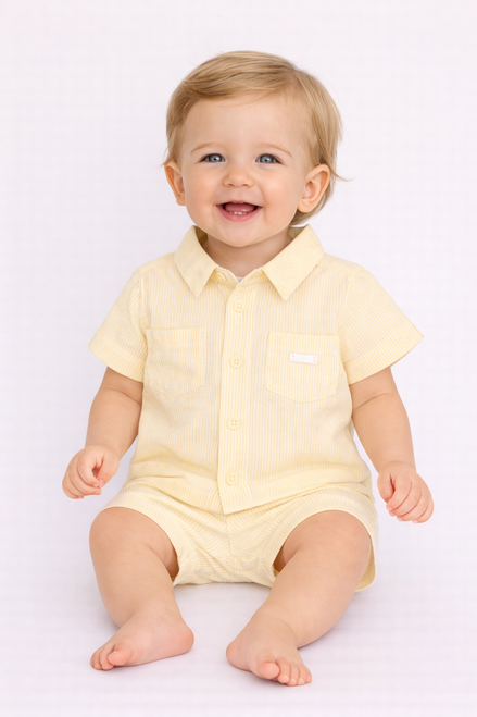 Amore AM0064 Boys Lemon Stripe Shirt & Short Set