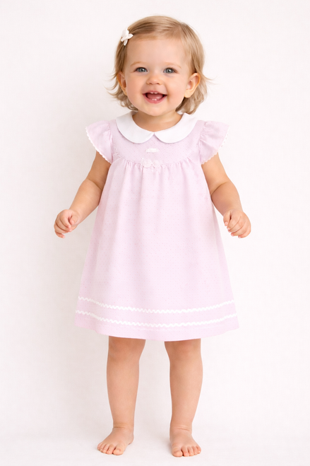 Amore AM0089 Girls Pink Classic Dot Dress & Pants Set