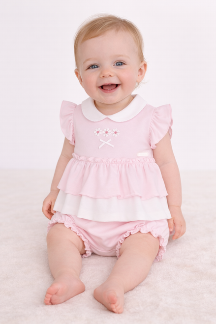 Amore AM0048 Girls Pink Little Flower Jam Pant Set