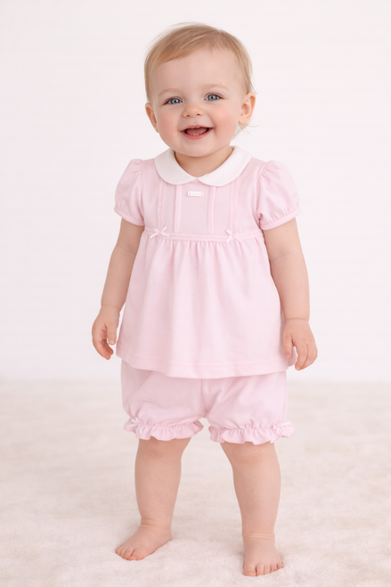 Amore AM0081 Girls Pretty in Pink Collared T-Shirt & Bloomers Set