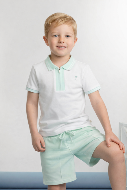 Caramelo Boys Pique Polo Set Mint 3431157