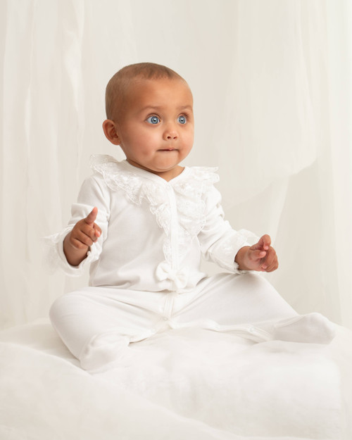 Caramelo Baby Girls Baby Grow with frill detail Ivory 394103