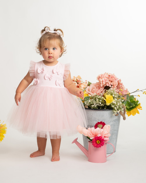 Caramelo Baby Girls Pink Baby Bow Dress 0321262